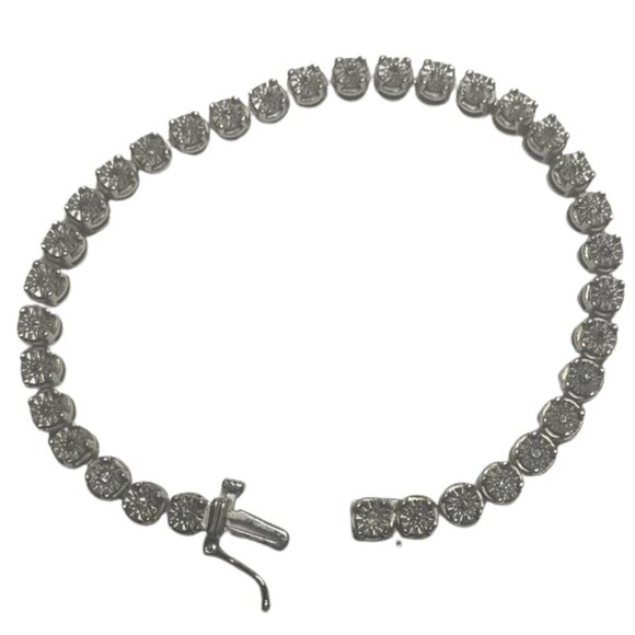 Sterling Silver Diamond Tennis Bracelet, good condition 6 inches,